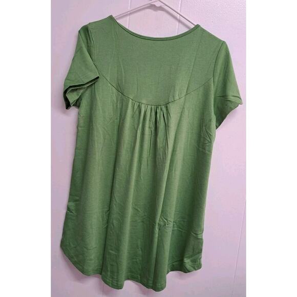 Women’s Short-sleeve Button-up Tunic Top T-Shirts Green– Size M - Picture 6 of 9